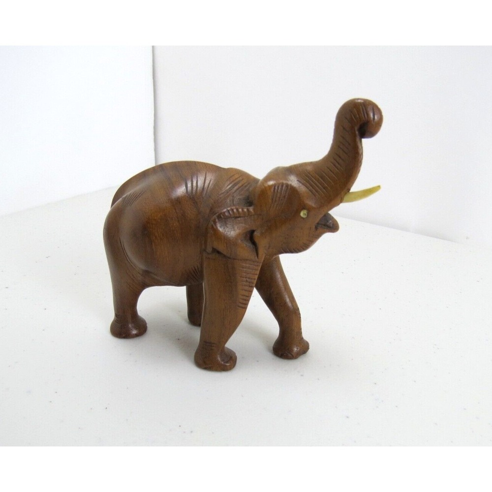 Wood Elephant Africa African Wooden Hand Carved Art Sculpture Knickknack